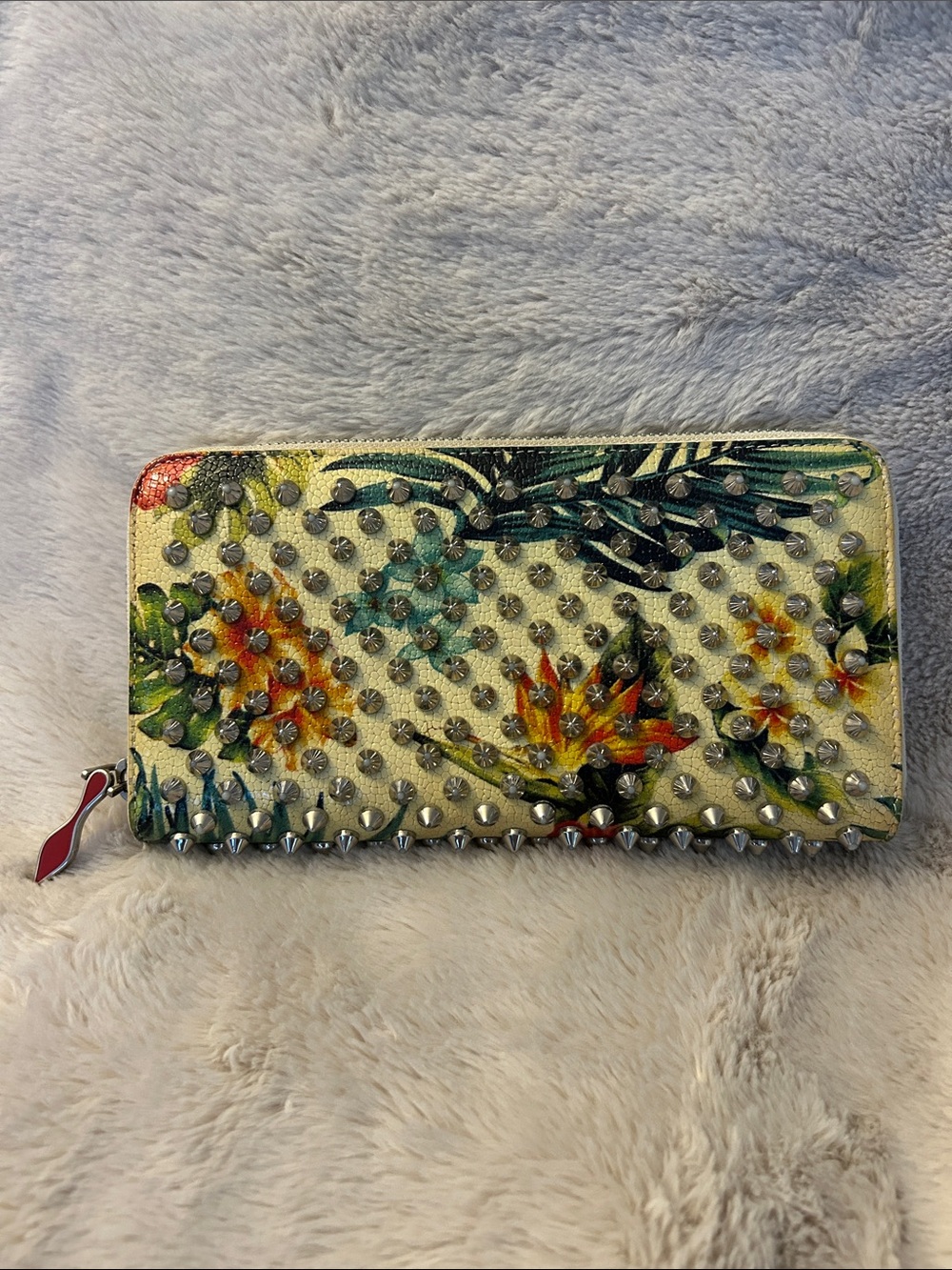 Christian Louboutin Studded Floral Zip Wallet